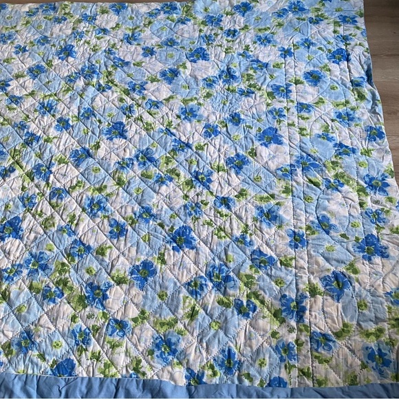 Vintage Quilt handmade blue floral quilt full / double size - Picture 3 of 6